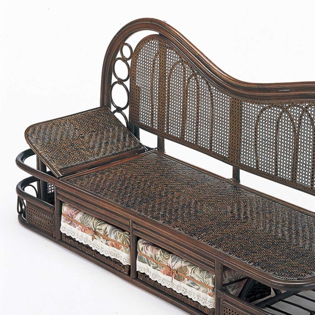 今枝商店 籐 カウチソファ リクライニング 引出し付 幅165cm （ 家具