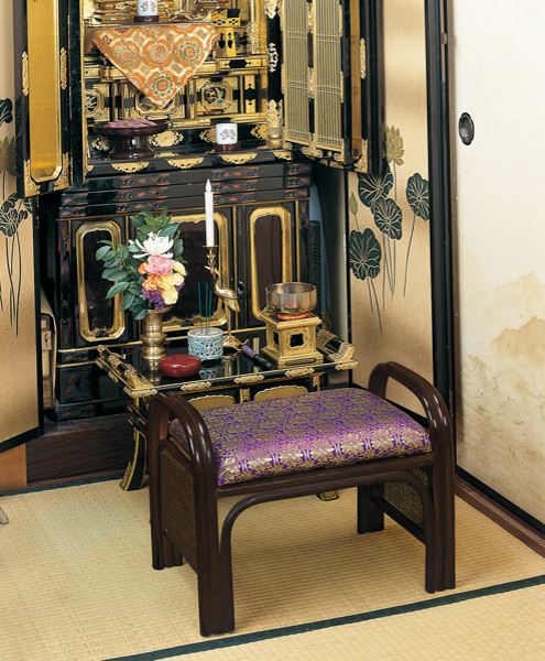 ラタンチェア 金襴座椅子 紫 仏壇用 幅49cm （ 正座椅子 イス チェア