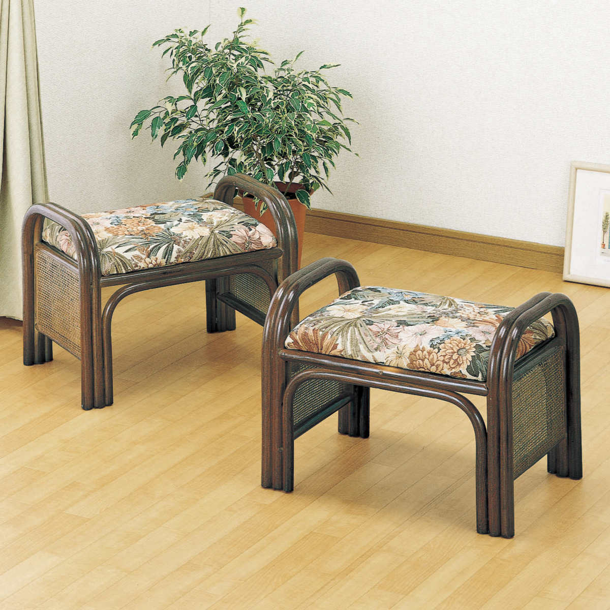 籐 楽々座椅子 ハイタイプ 2個組 座面高31cm （ 正座椅子 ラタンチェア ラタン製 椅子 籐製座椅子 チェア ）