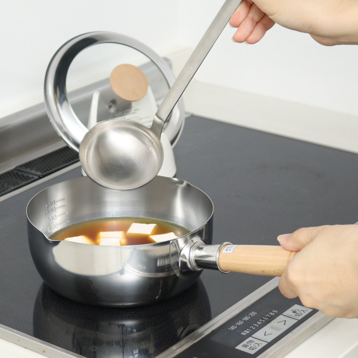 ヨシカワ 片手鍋 18cm IH対応 ソースパン 見える！木柄ソースパン