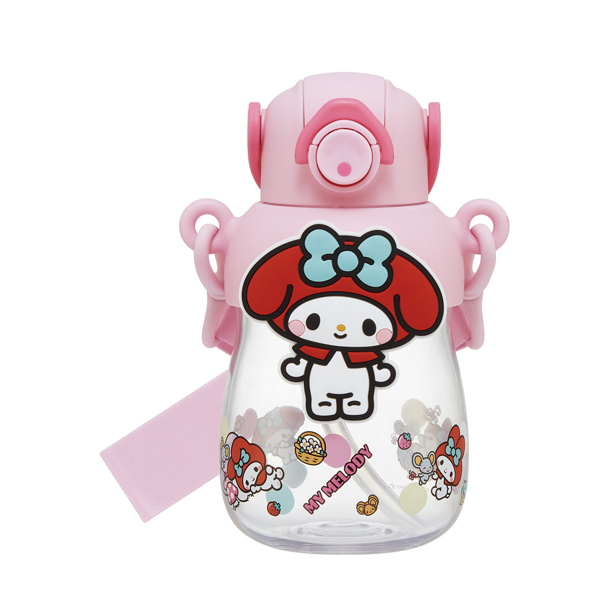 スケーター 水筒 650ml ラバーマスコット付ストローボトル マイメロ