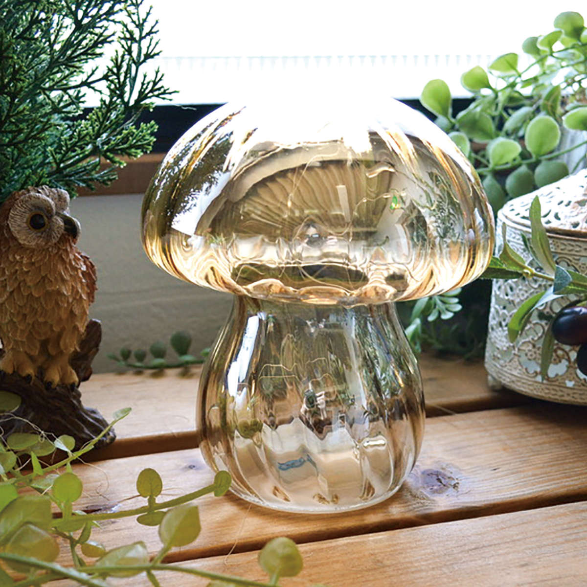 テーブルライト ガラス製 きのこ型 マッシュルームライト （ きのこ