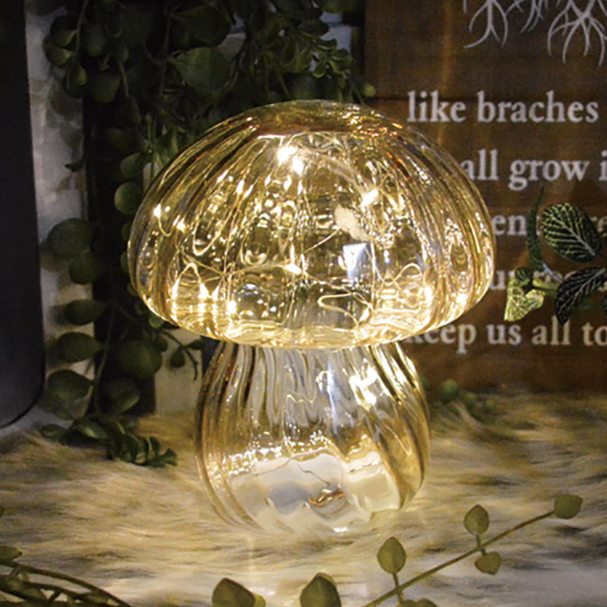 テーブルライト ガラス製 きのこ型 マッシュルームライト （ きのこ