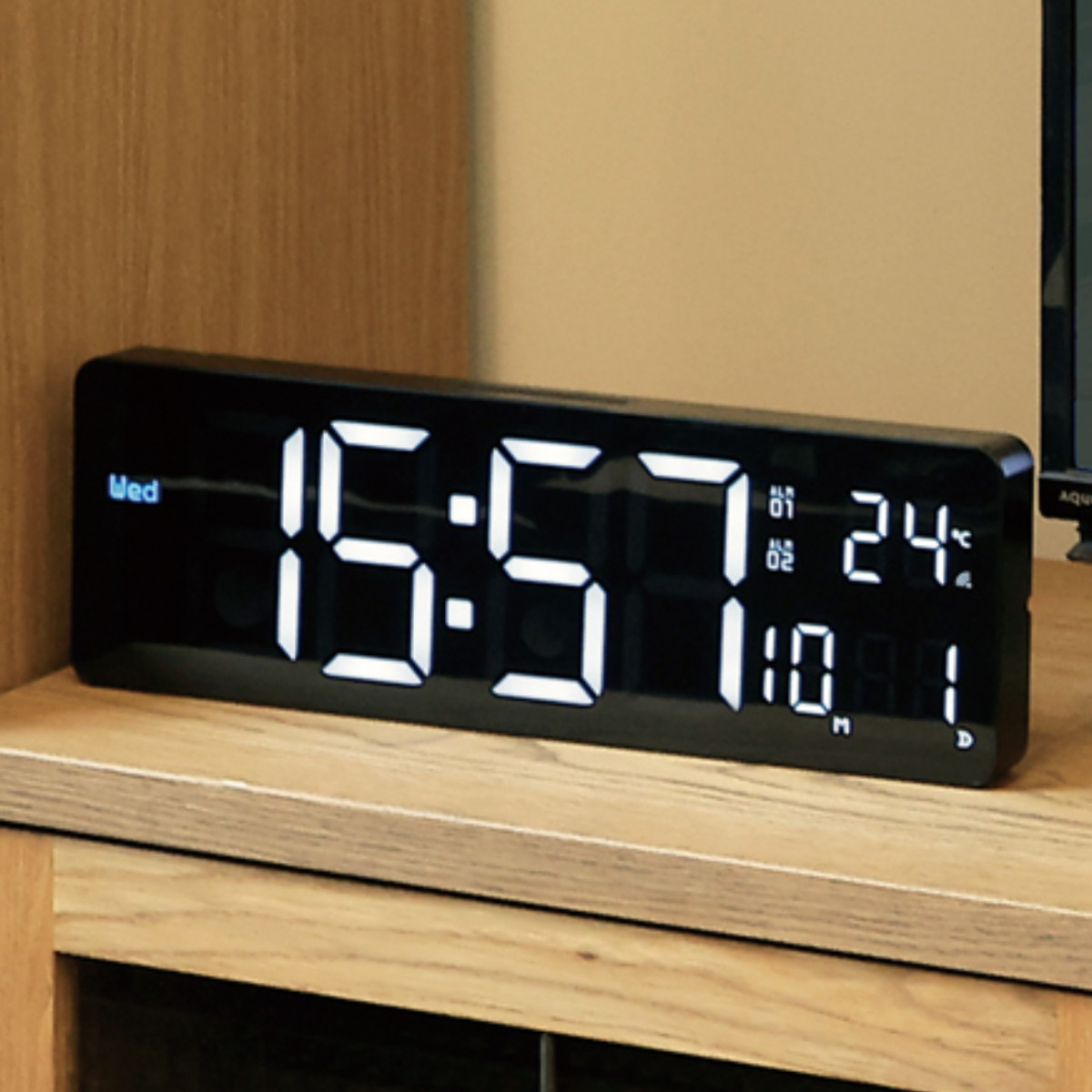 SLOWER（スロウワー） 置き時計 LED Wi-Fi カレンダー機能付き 置き