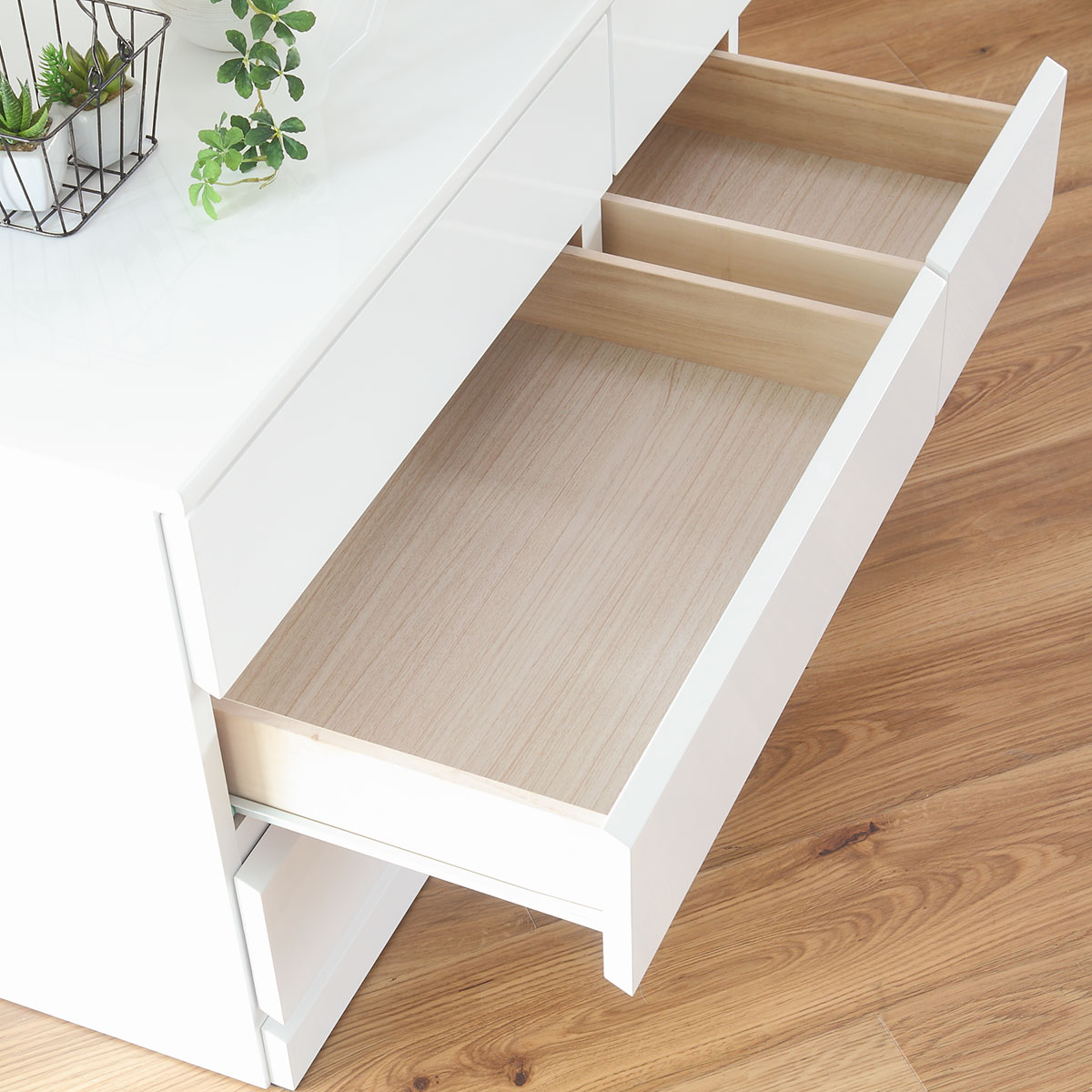 クロシオ ワイドチェスト 3段6杯 鏡面仕上げ 約幅90cm （ 収納