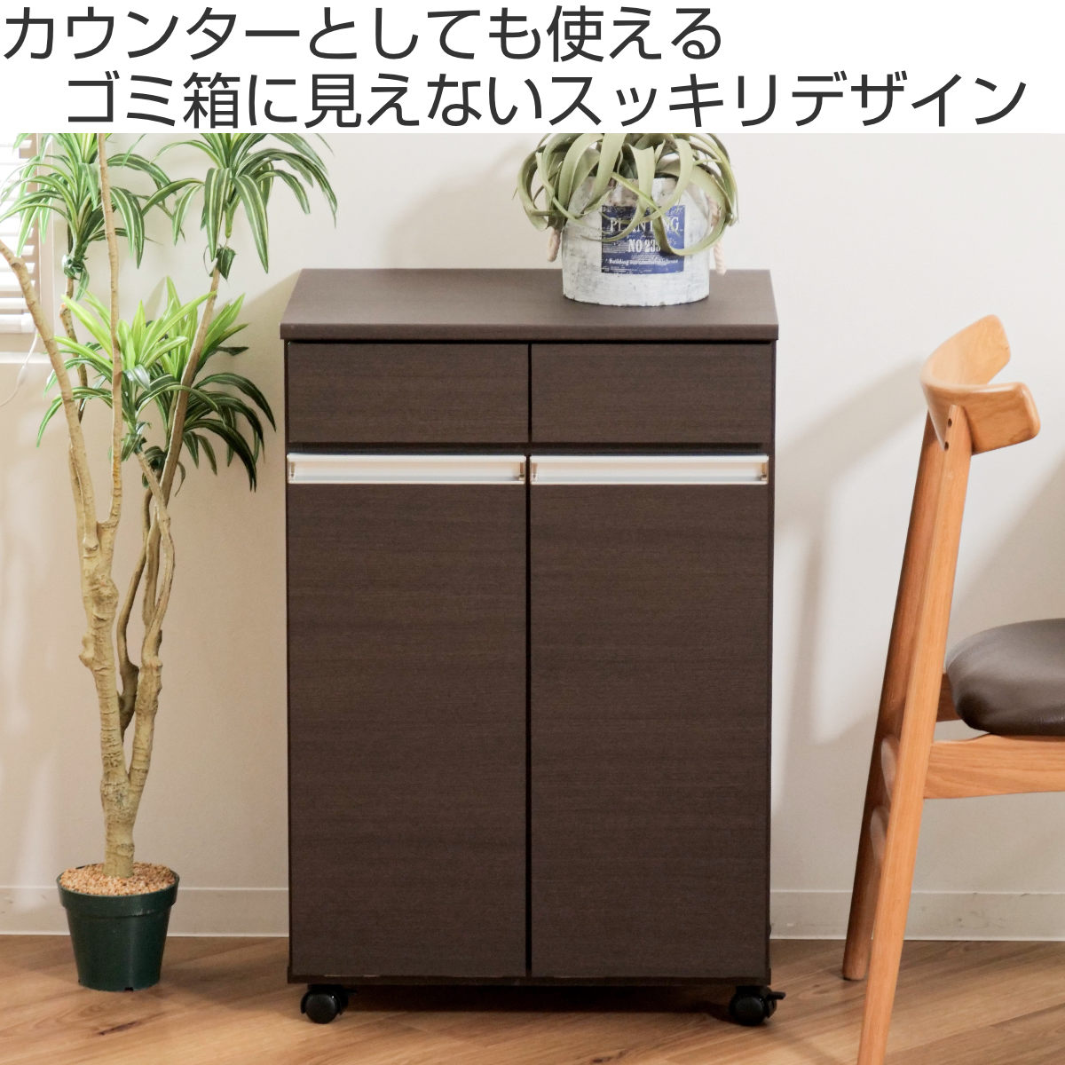 ゴミ箱 38L 2分別 カウンター型 幅55cm 完成品 （ ごみ箱 19L×2