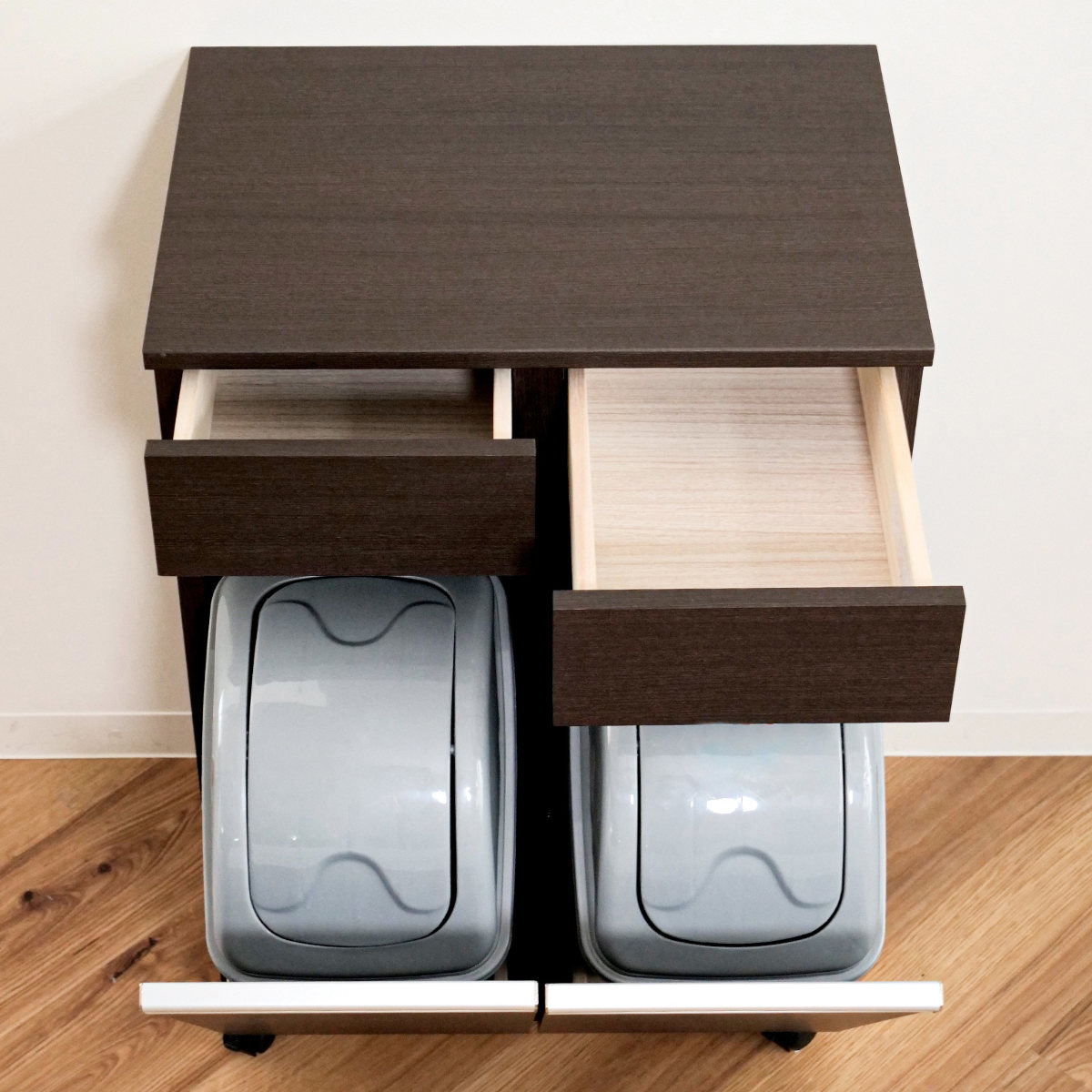 ゴミ箱 38L 2分別 カウンター型 幅55cm 完成品 （ ごみ箱 19L×2