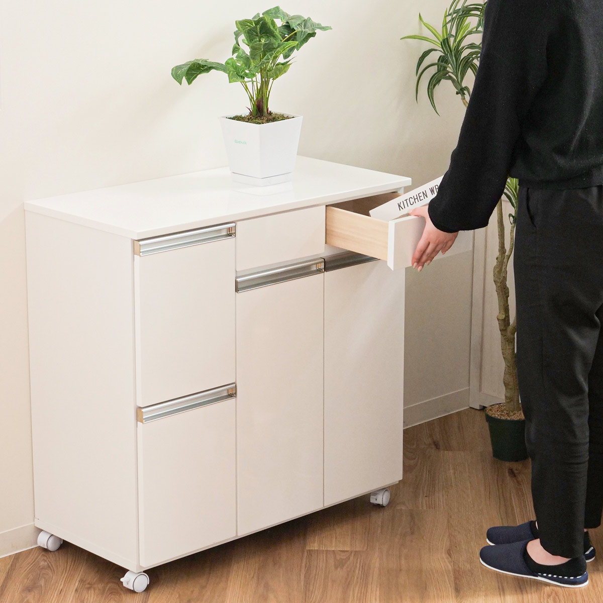 ゴミ箱 38L 最大6分別 カウンター型 幅82cm 完成品 （ ごみ箱 19L×2 ペール付き 6分別 可能 カウンター 収納 分別 キッチン収納 ゴミ箱に見えない おしゃれ ）_16