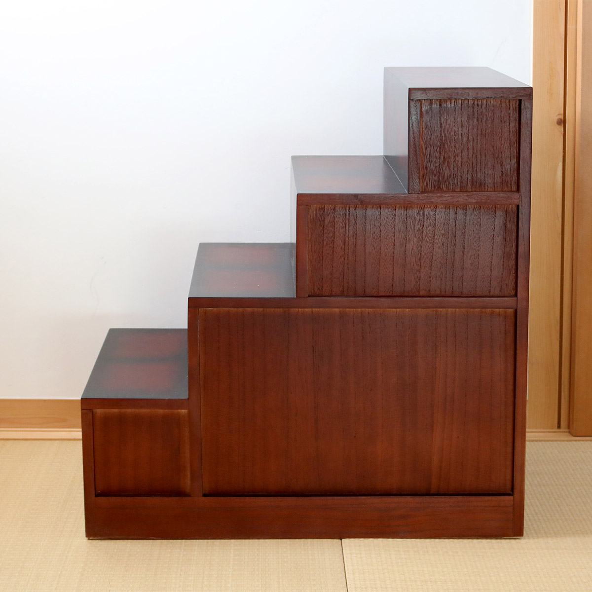 クロシオ 階段箪笥 民芸調 桐製 和タンス 右下がり 幅67cm （ 和風