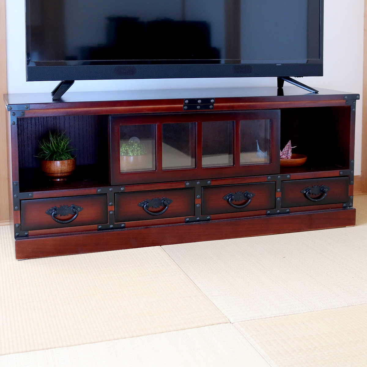 クロシオ テレビ台 民芸調 桐製 和風ローボード 幅100cm （ 和風 TV