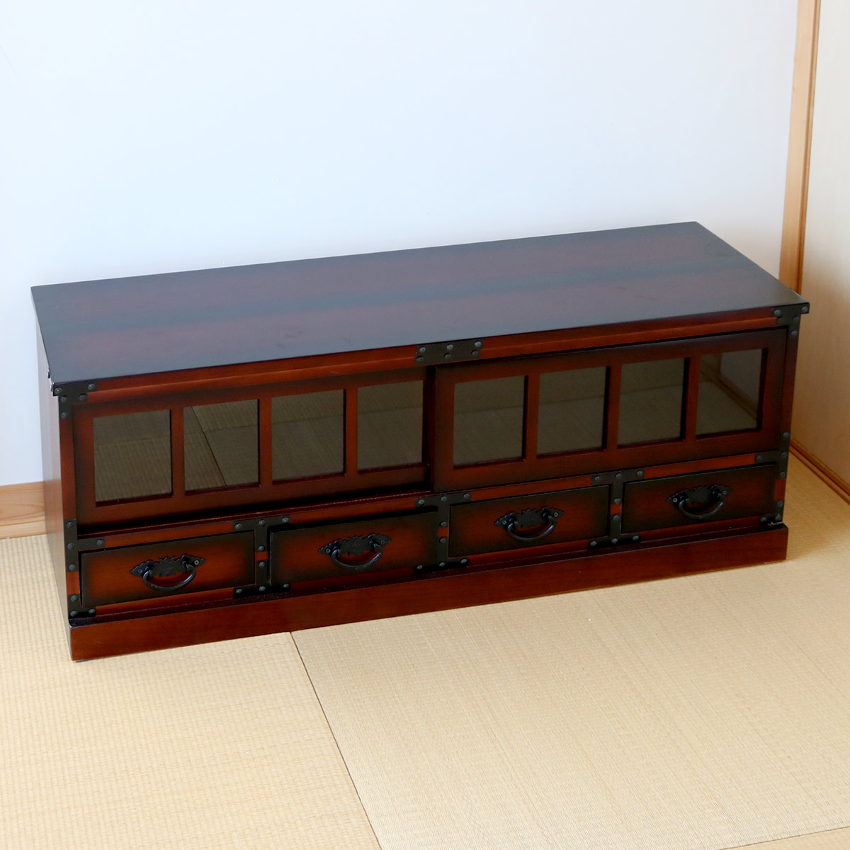 民芸調　ローボード　テレビ台　サイドボード　アンティーク調　キャビネット 民芸調 ローボードを激安で販売する京都の村田家具