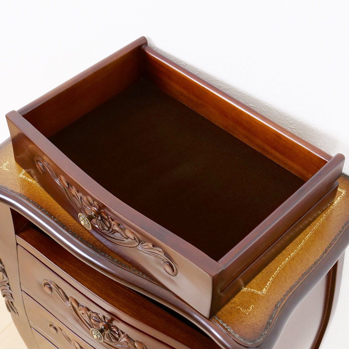 チェスト 4段 コモ （ キャビネット 手彫り ロココ調 猫脚 収納 家具