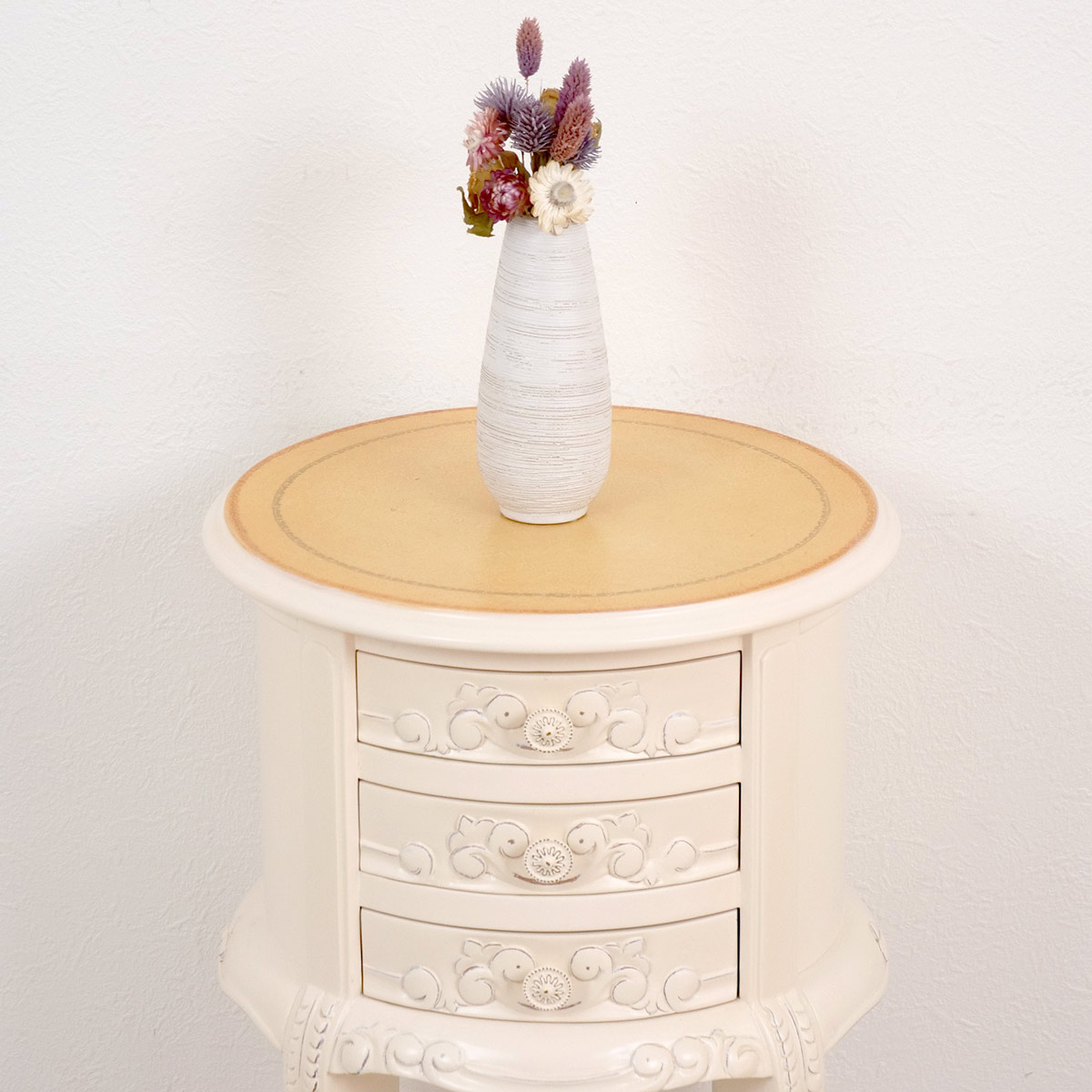 ラウンドチェスト 3段 コモ （ サイドチェスト キャビネット 手彫り