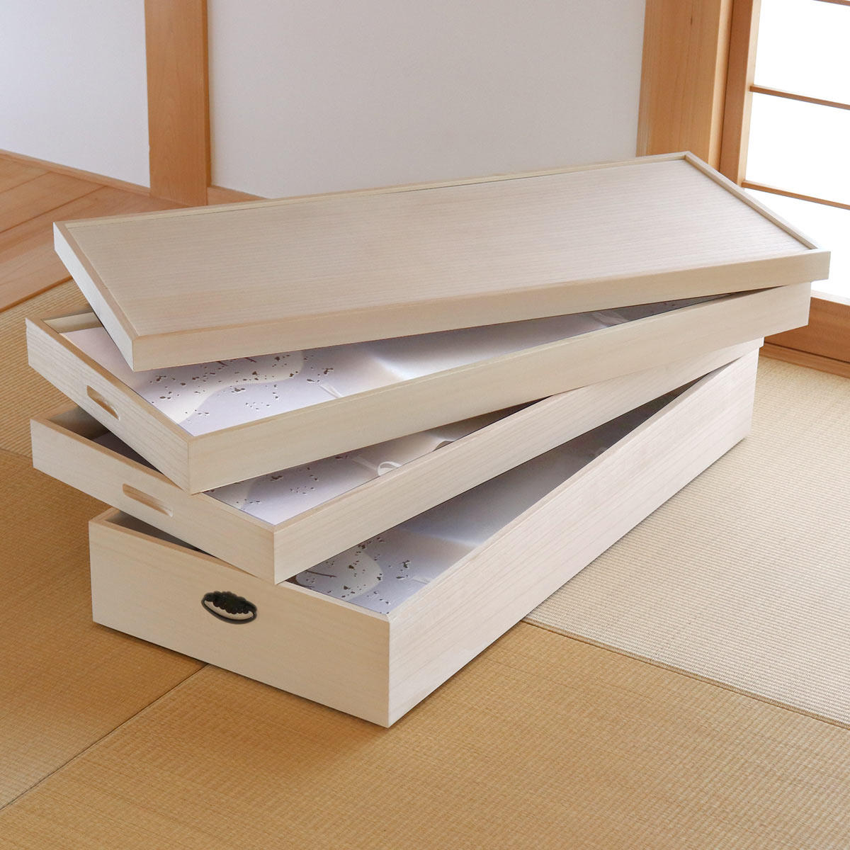 クロシオ 総桐衣裳ケース 桐衣装箱 3段 91cm （ 桐製 収納ケース 着物