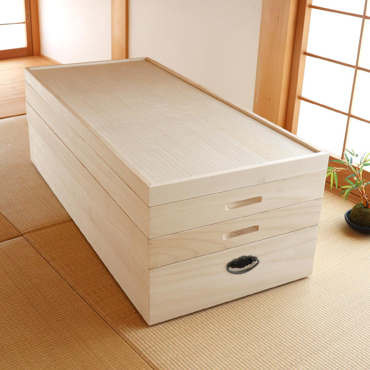 クロシオ 総桐衣裳ケース 桐衣装箱 3段 91cm （ 桐製 収納ケース 着物