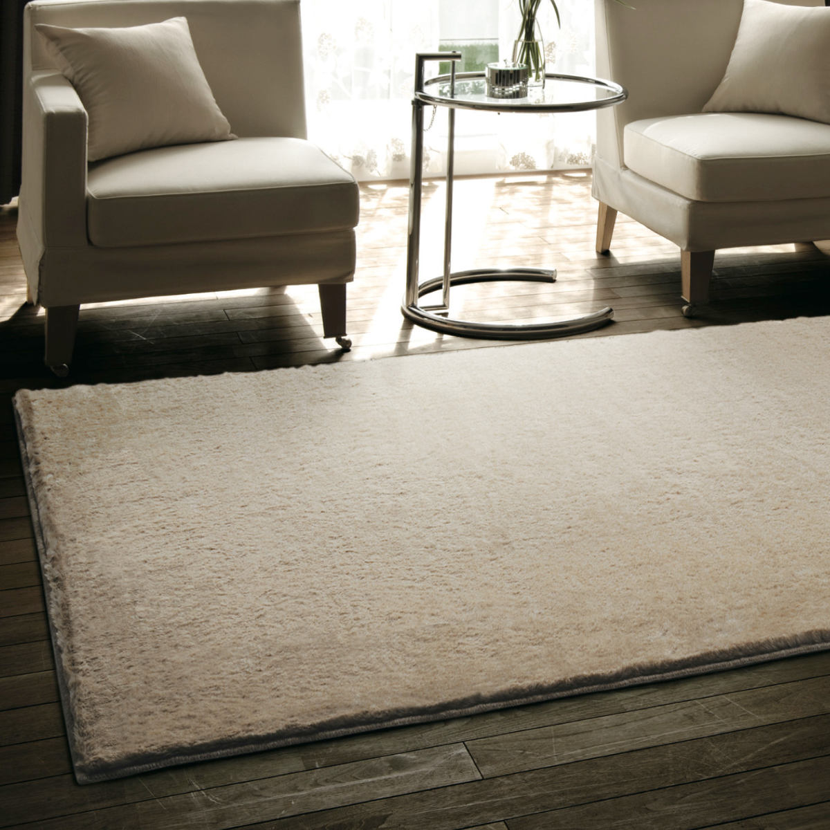 スミノエ ラグ ラックスファー 140×200cm 防炎 防ダニ （ カーペット