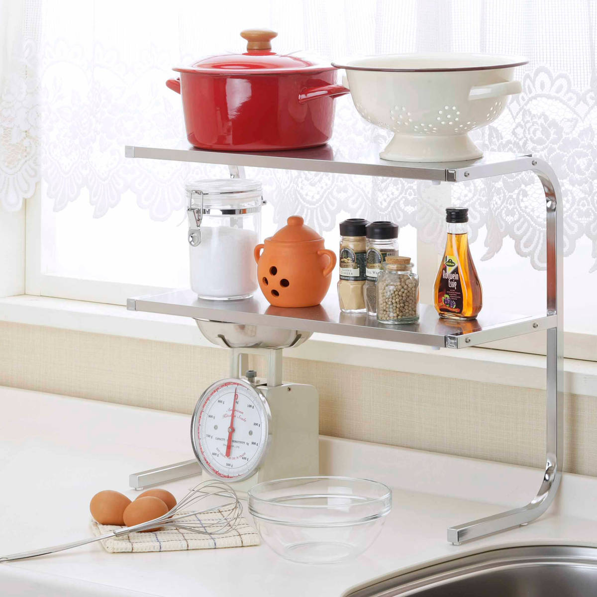 下村企販 キッチンラック どこでもサポートシェルフ 2段 （ 伸縮