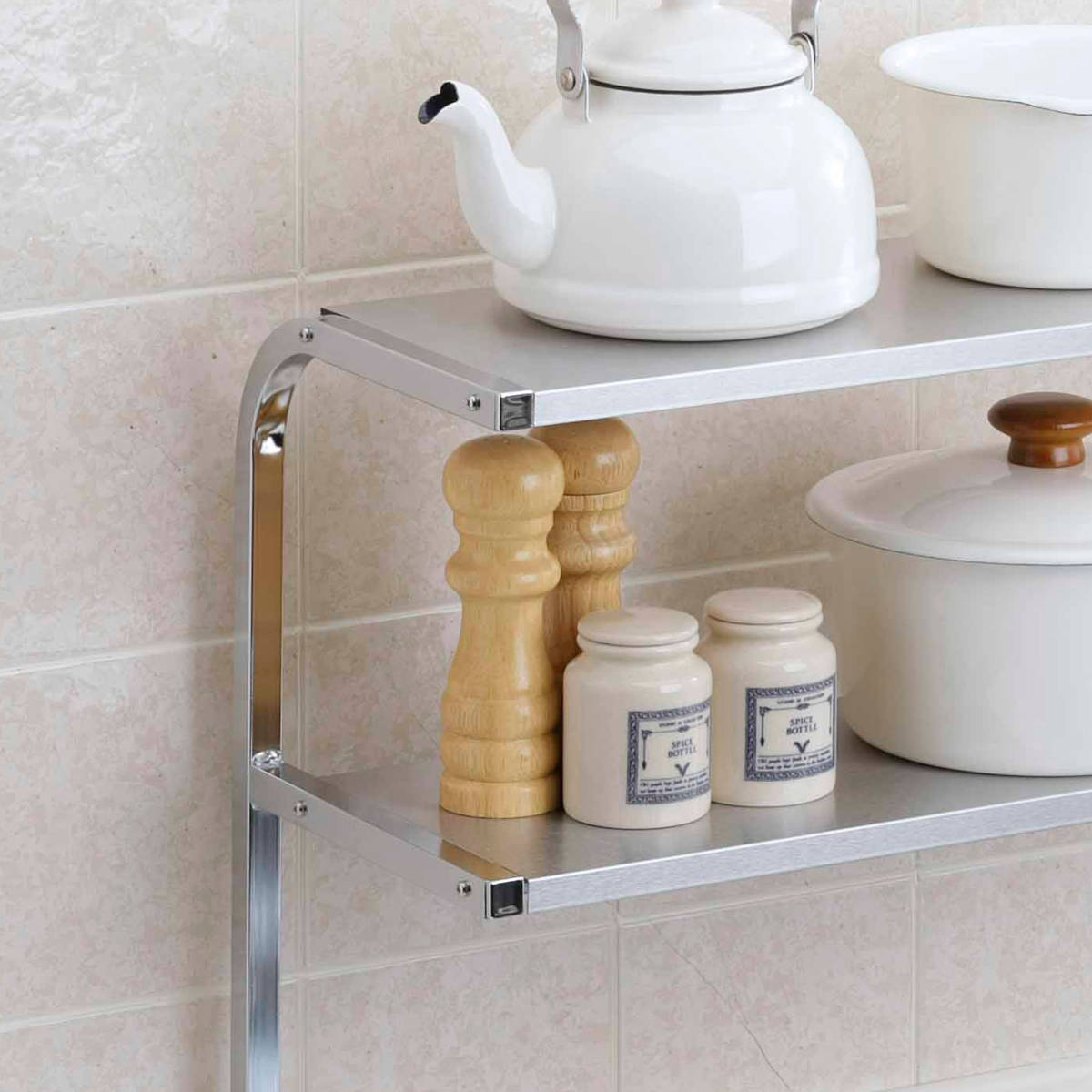 下村企販 キッチンラック どこでもサポートシェルフ 2段 （ 伸縮