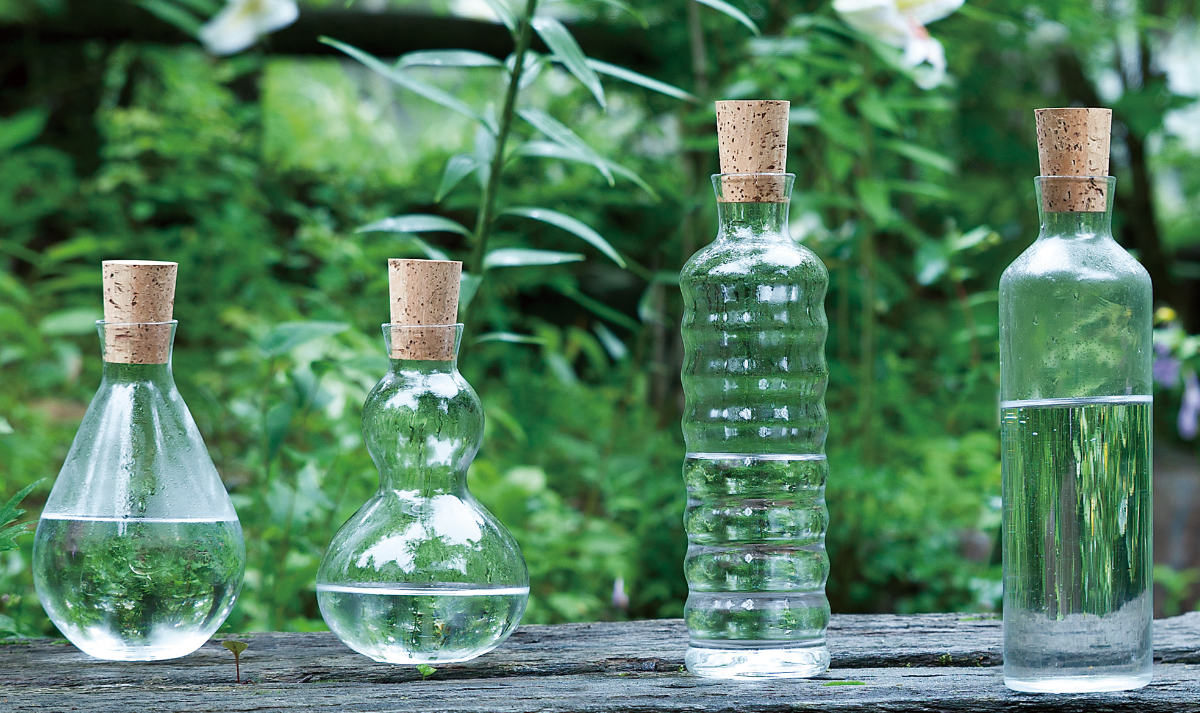 廣田硝子 ピッチャー 640ml 潤 しずく コルク栓 （ ガラス 日本製 花瓶