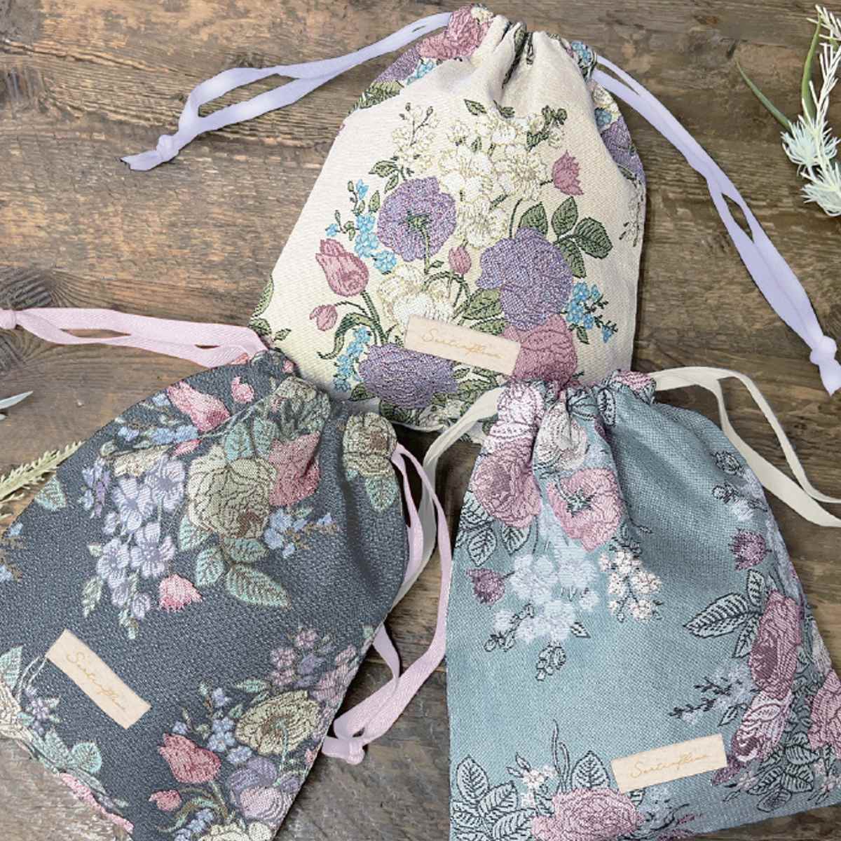 nicott（ニコット） 巾着 ポーチ ジャガード織り 花柄 小物入れ 収納