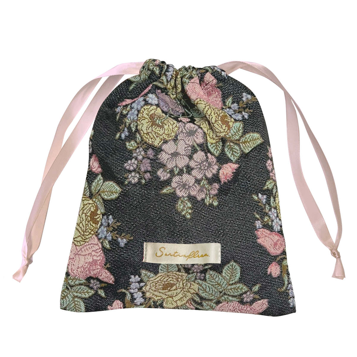 美品.レア BLAMINK フラワージャガード巾着ポーチ、バッグ 美品.レア BLAMINK フラワージャガード巾着ポーチ、バッグ