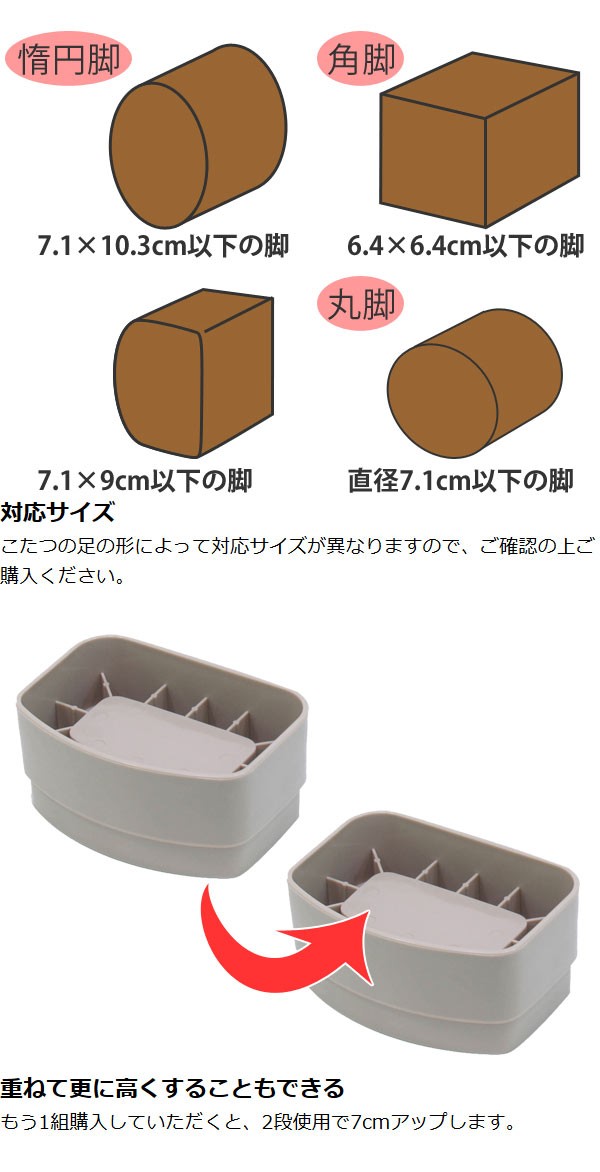 こたつの高さをあげる足 AKO-04 （ こたつ 継足し 継ぎ足 継脚 テーブル脚台 高さ調整 暖房器具 ）  :4962644931873:お弁当グッズのカラフルボックス - 通販 - Yahoo!ショッピング