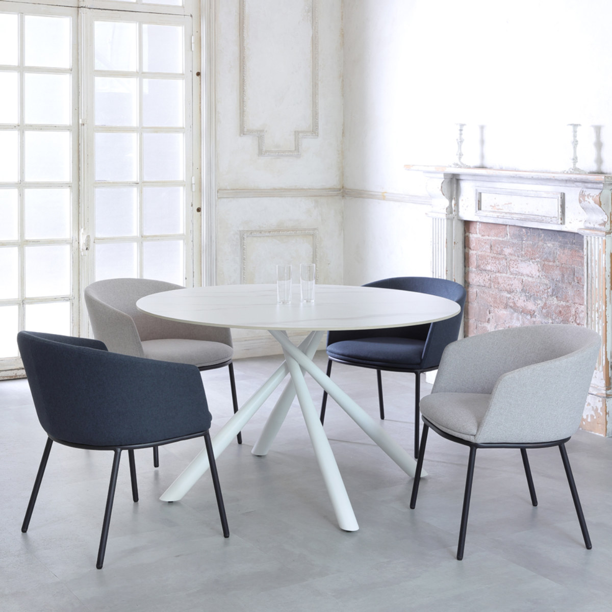 あずま工芸 ダイニングチェア 座面高44.5cm NAVE 肘掛け付き