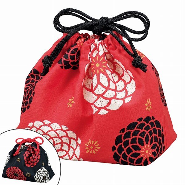 HAKOYA お弁当袋 百華 巾着袋 （ 和柄 和モダン 菊 ） : リビングート