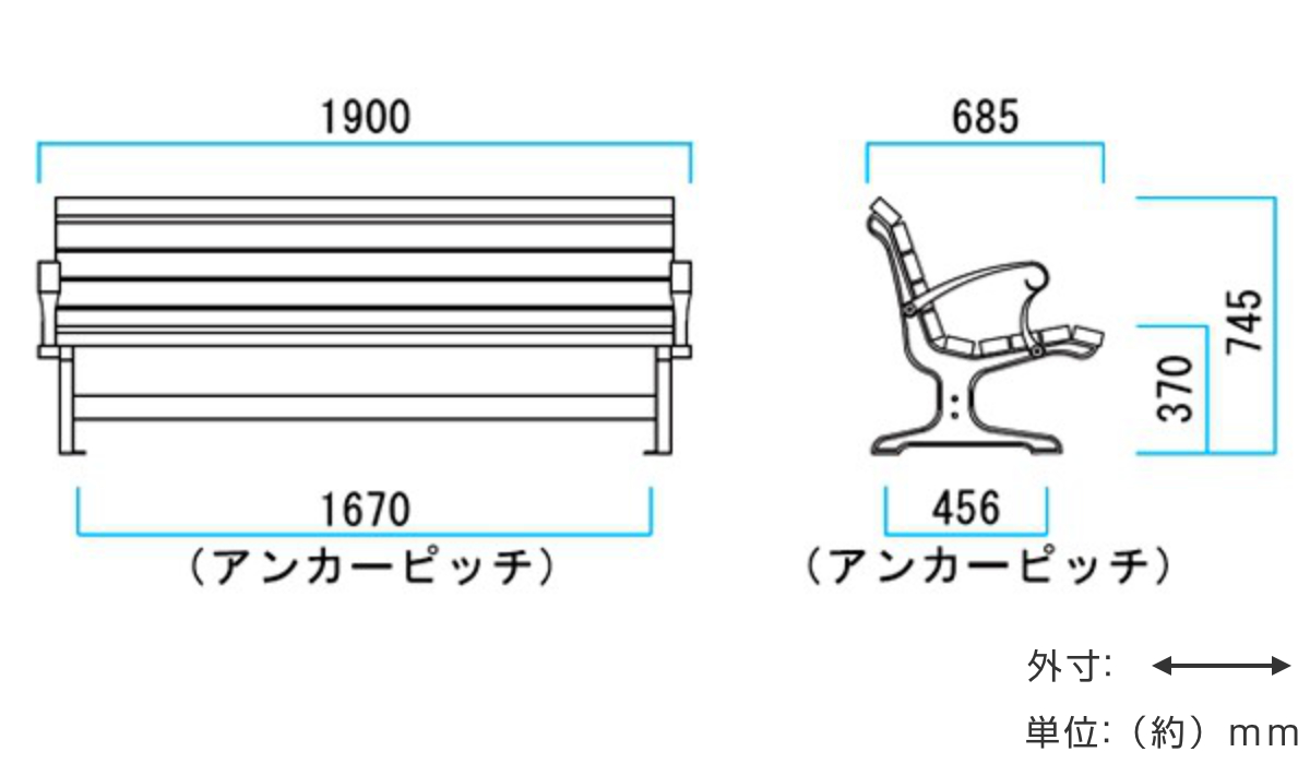 ミヅシマ工業 業務用 屋内用木製ベンチ 肘付 190cm 3〜4人掛け （ 法人