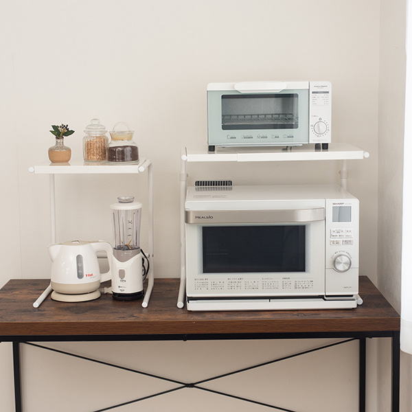 電子レンジラック 幅40〜60cm 高さ43cm〜54cm 高さ・幅伸縮タイプ 伸縮