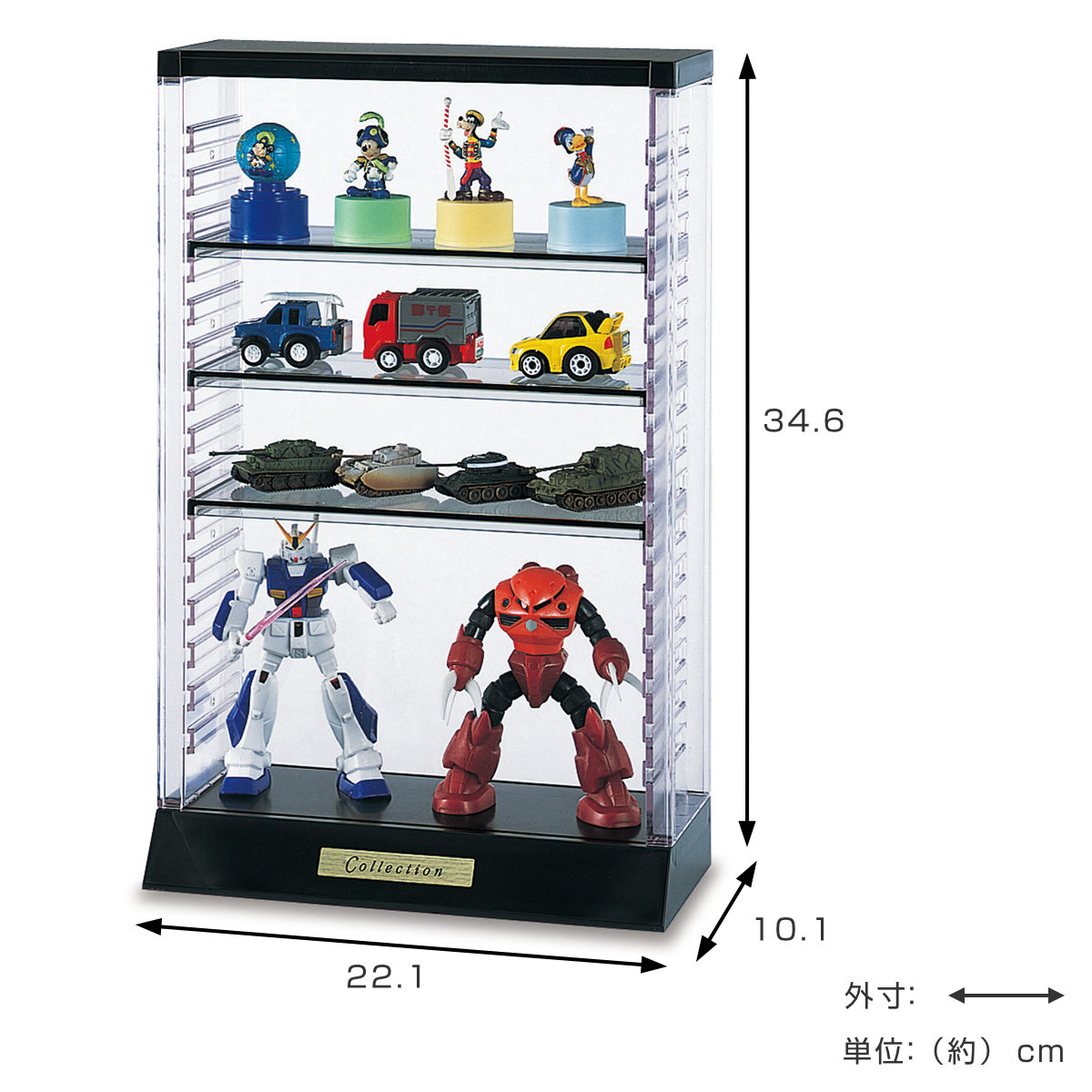 伊勢藤 コレクションケース 高さ変更可能 4段 （ ディスプレイケース