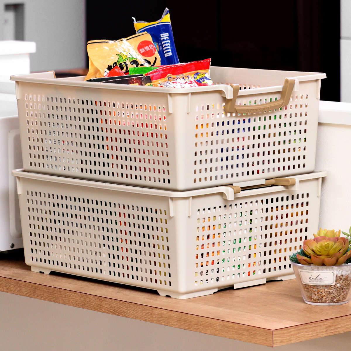 伊勢藤 収納バスケット 衣類収納ケース フリーバスケット LLサイズ