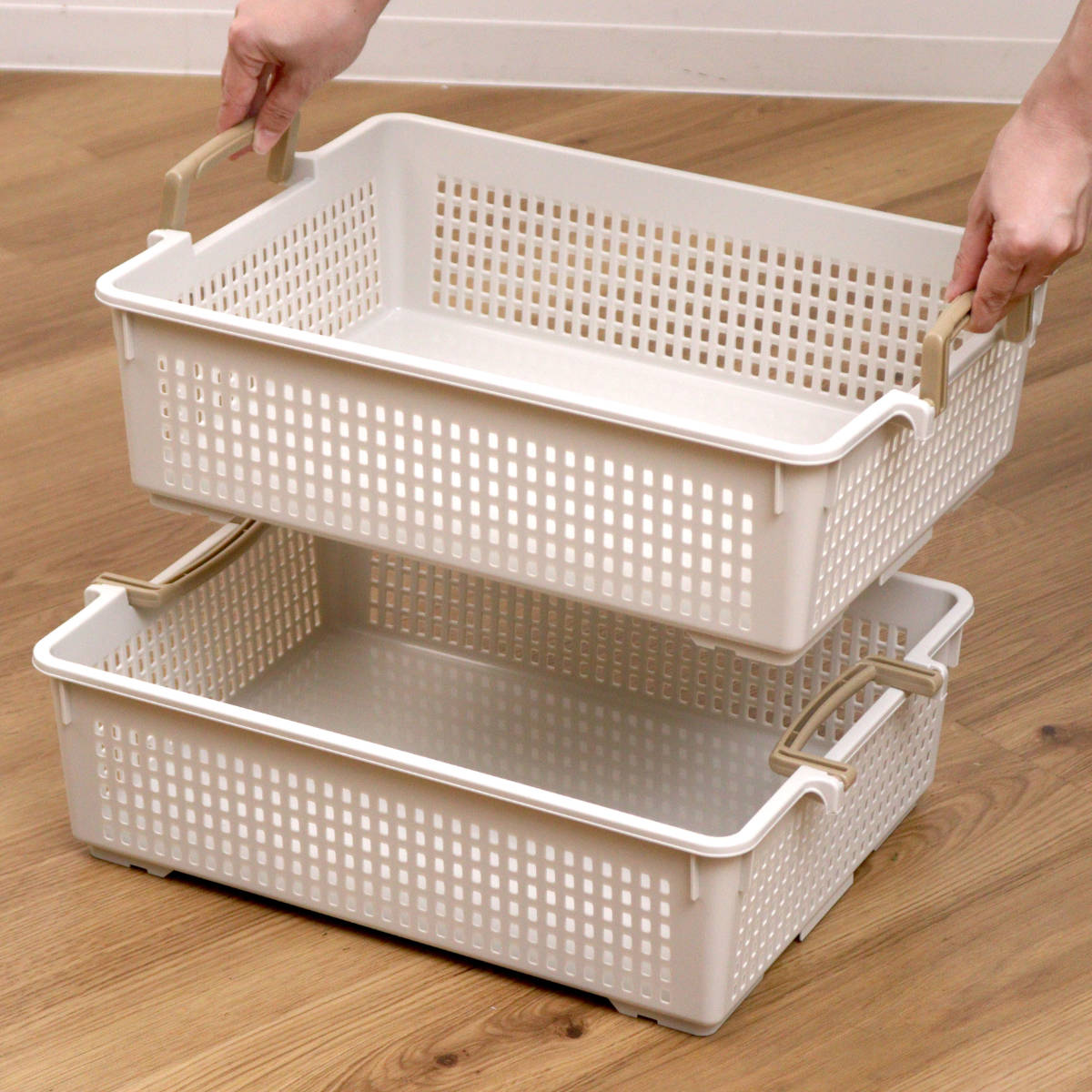 伊勢藤 収納バスケット 衣類収納ケース フリーバスケット Lサイズ