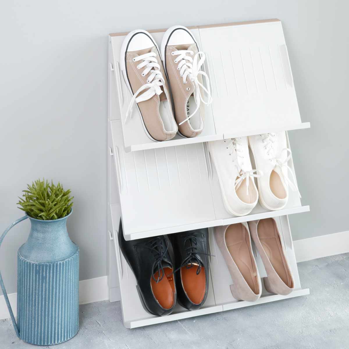 伊勢藤 シューズラック 壁面収納 同色2個入り （ 靴 収納 省スペース