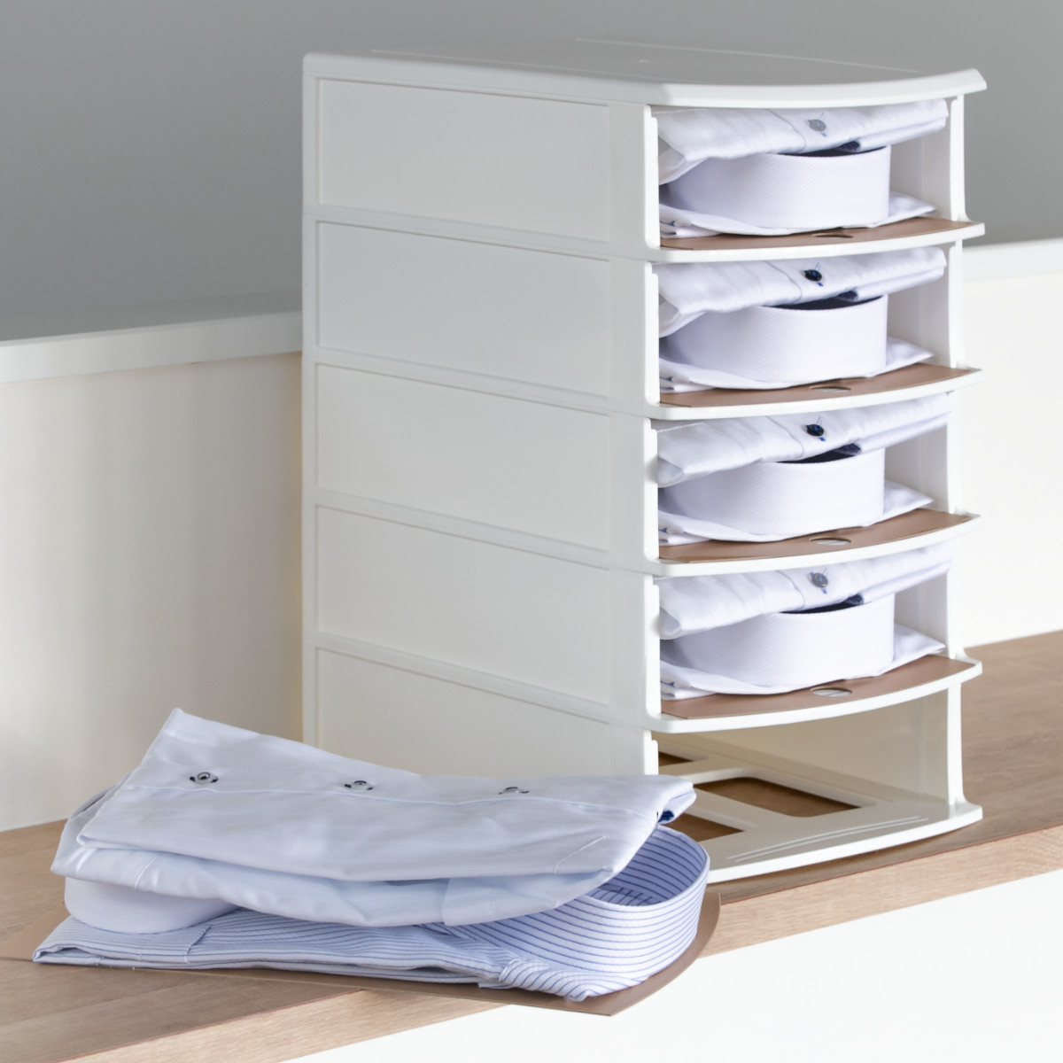 伊勢藤 衣類収納 Yシャツケース 5枚収納 （ 収納 Yシャツ 便利グッズ