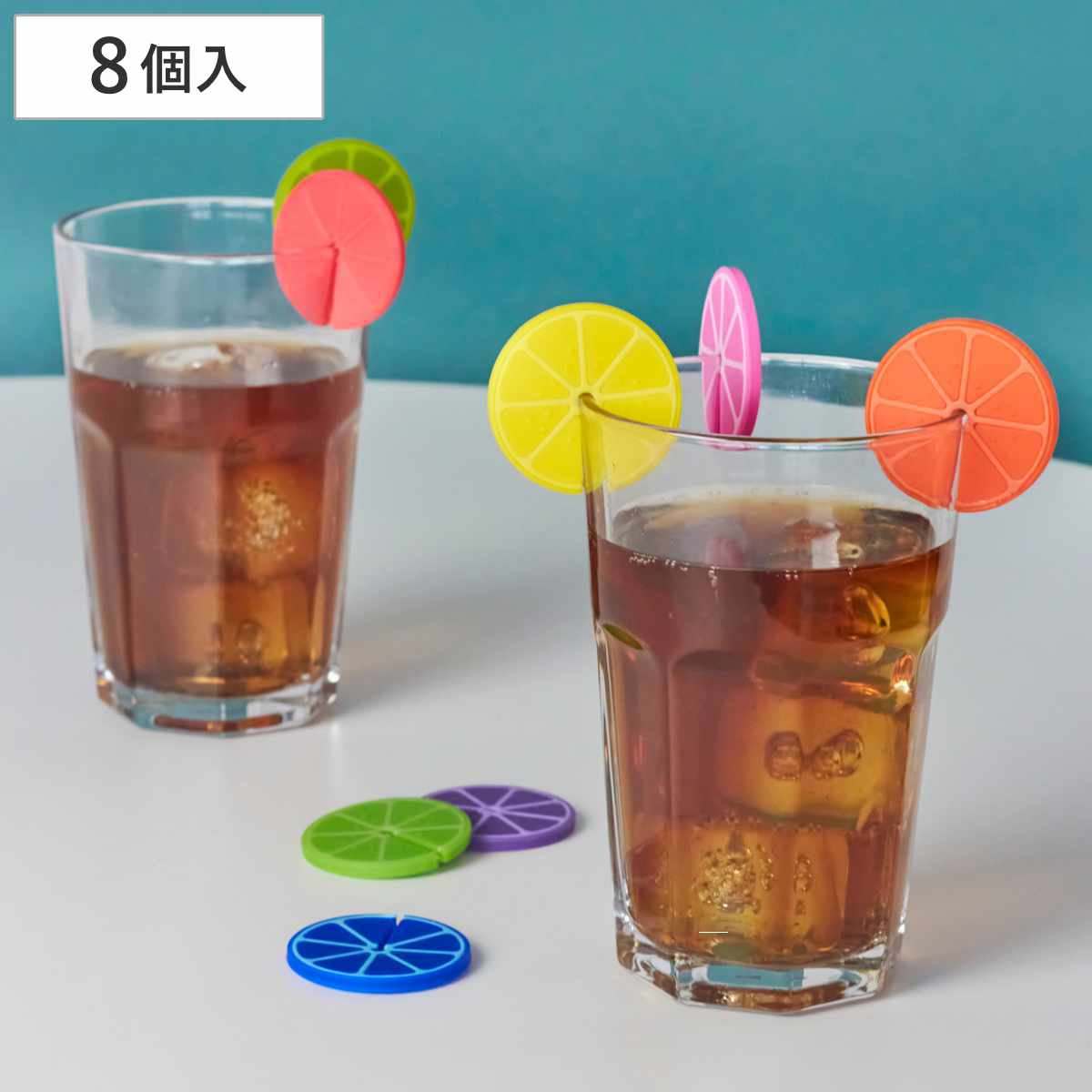 ドリンク 目印 balvi ドリンクマーカー フルーツ 8個入り （ グラスマーカー コップマーカー シリコン フルーツ柄 ）