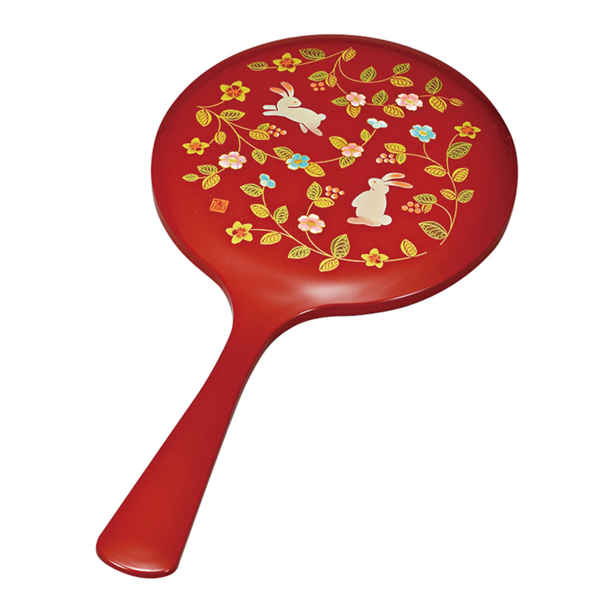 手鏡 花の小路 山中塗 和風 （ 和柄 ミラー かがみ 鏡 ハンドミラー