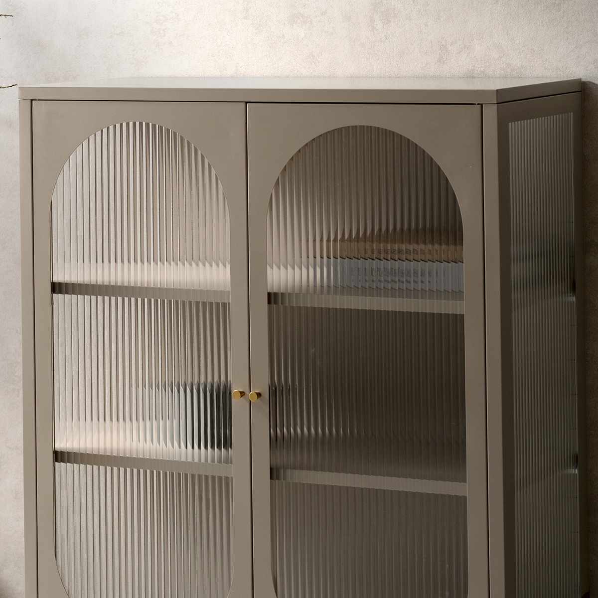 宮武製作所 ガラスキャビネット 幅80cm Muun 可動棚 スチール 波