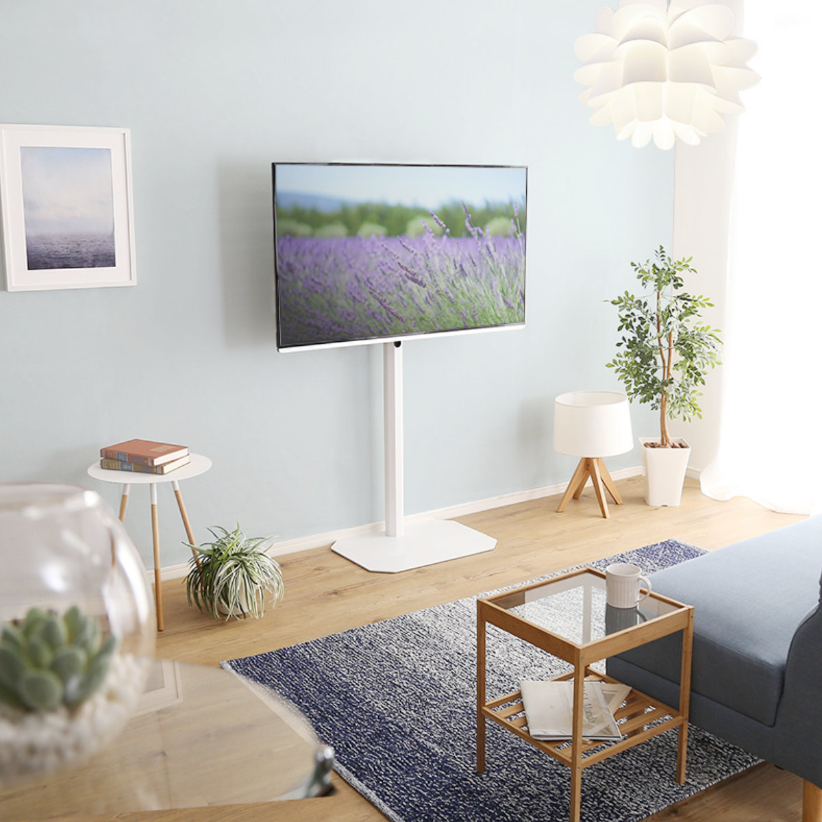 テレビスタンド/ホワイト/32〜65インチ対応/首振り型 ホームテイスト（HOME taste） テレビスタンド Rosalie 32〜65インチ