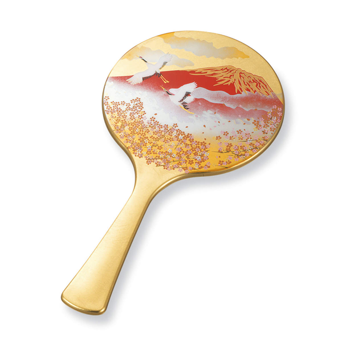 手鏡 雅手鏡 中 箔工芸 山中塗 和風 （ 和柄 ミラー かがみ 鏡 ハンド