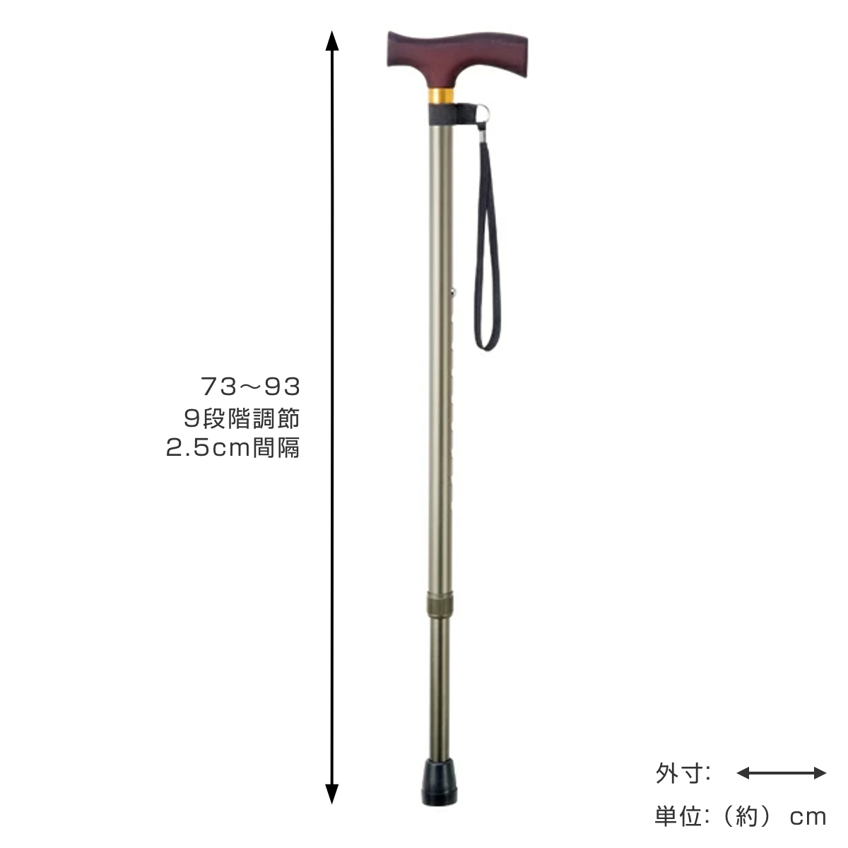 マキテック 杖 ステッキ 伸縮杖 エコノミーステッキ アルミ製 太身 OT