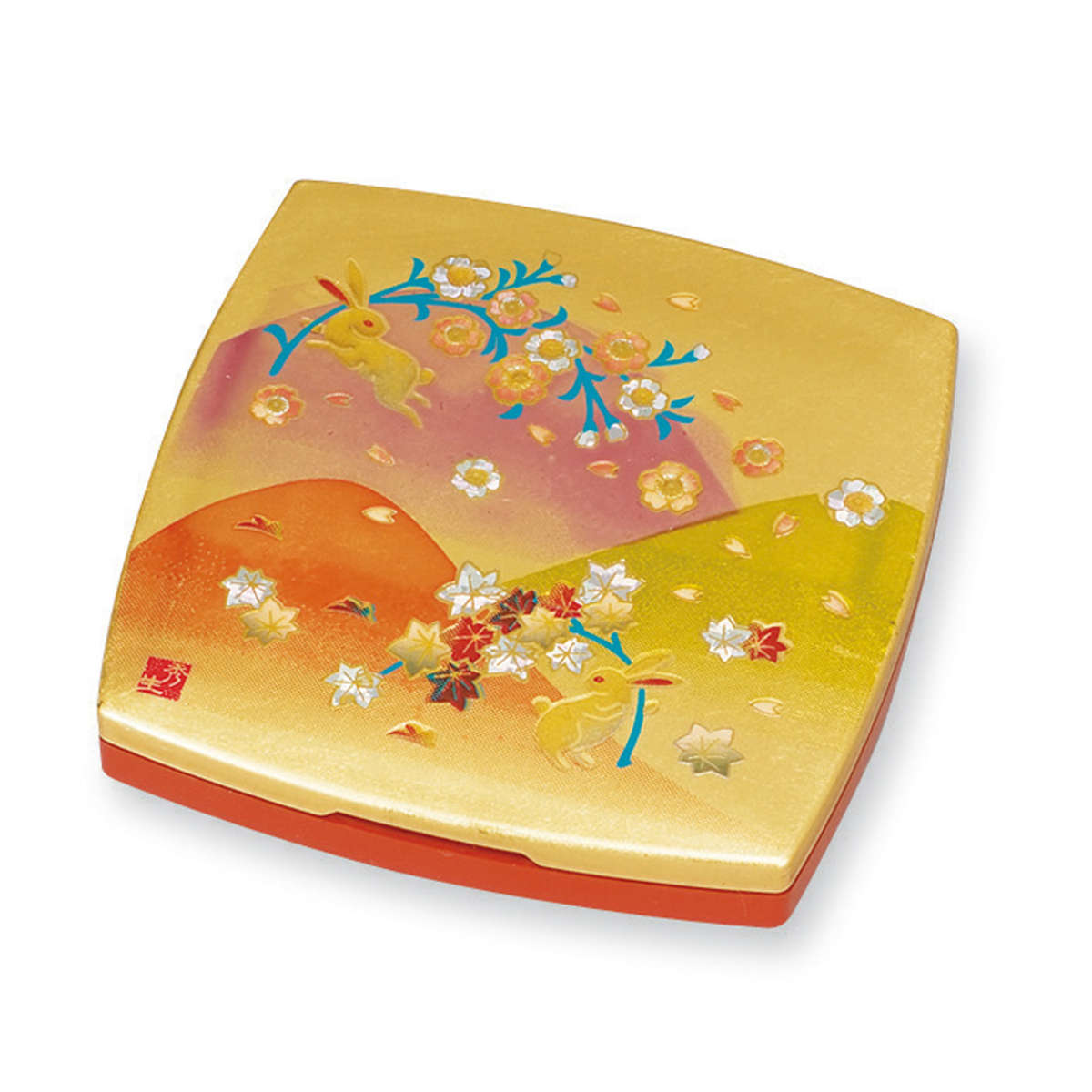 コンパクトミラー 胴張ポケットミラー 箔工芸 明日香 山中塗 和風 （ ミラー 手鏡 コンパクト おしゃれ 折りたたみ ）