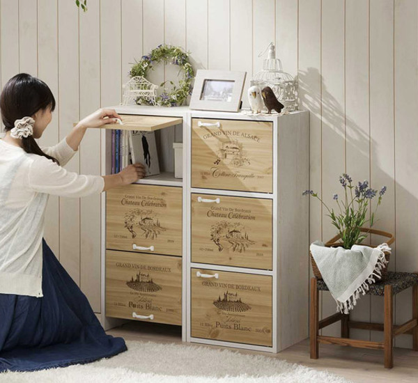 白井産業 カラーボックス ラック 3段 扉付 ワイナリーズ 幅39cm