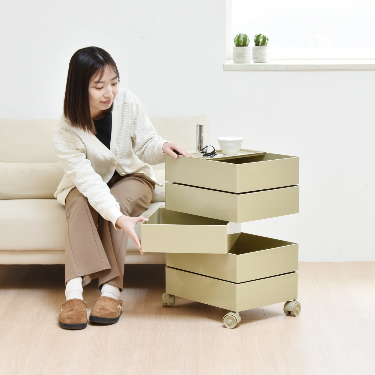 収納ワゴン 5段 360度 回転 キャスター付き （ ワゴン 収納 棚 ラック