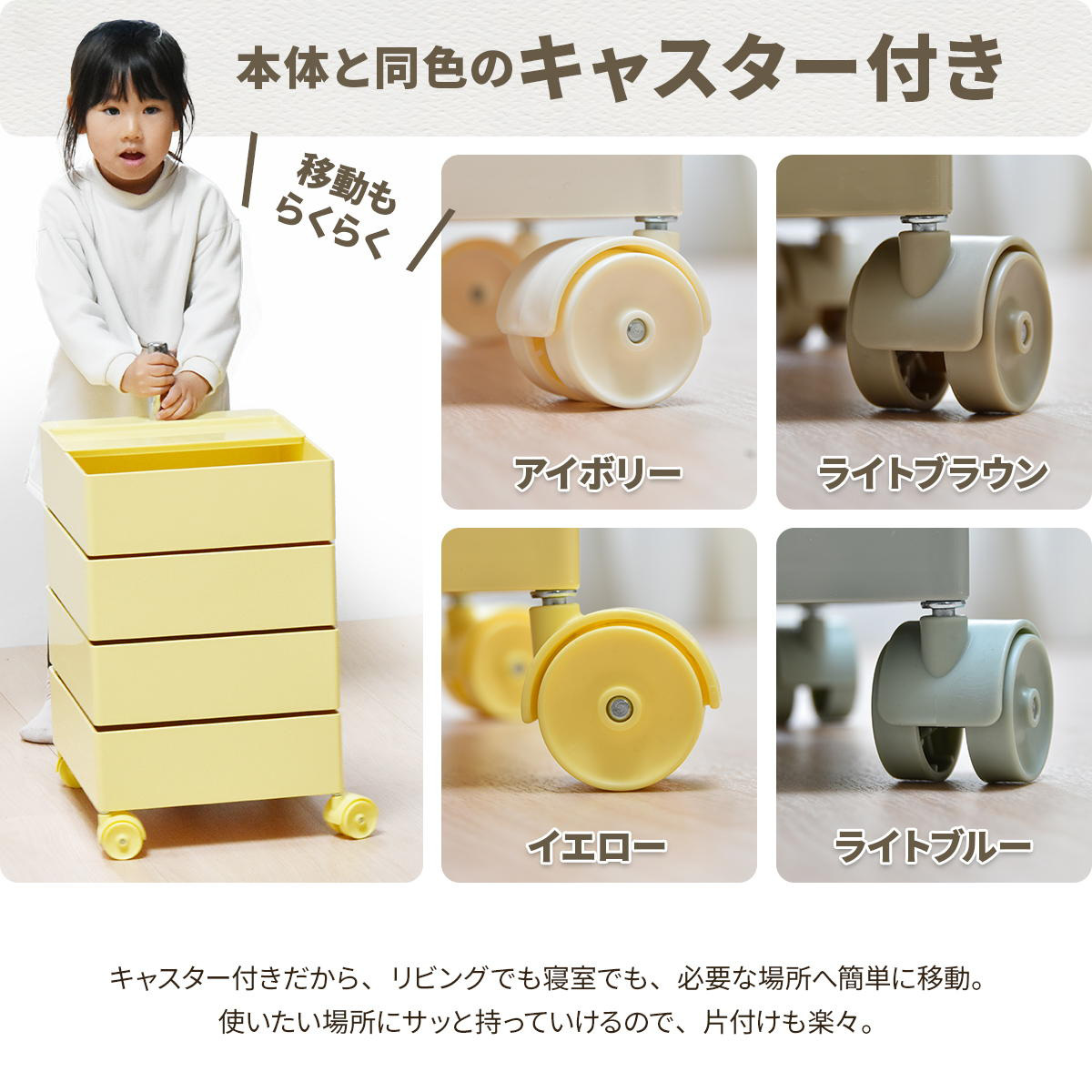 収納ワゴン 5段 360度 回転 キャスター付き （ ワゴン 収納 棚 ラック