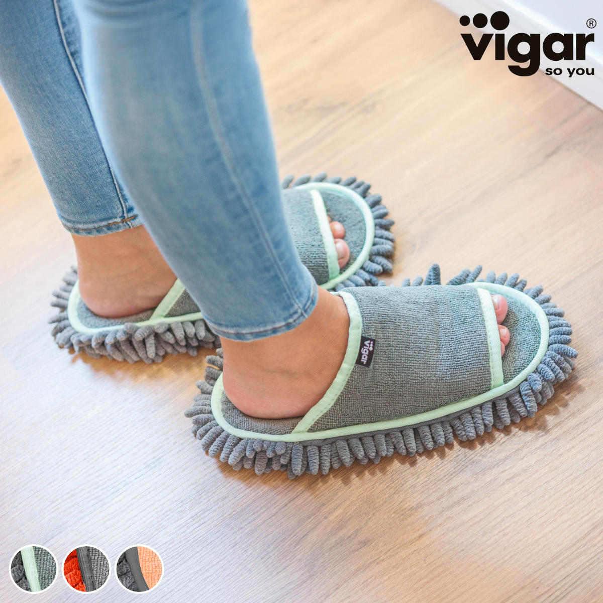 スリッパ Vigar レンゴ マイクロファイバー （ ヴィガール モップスリッパ 洗える お掃除 ながら掃除 お掃除スリッパ ）