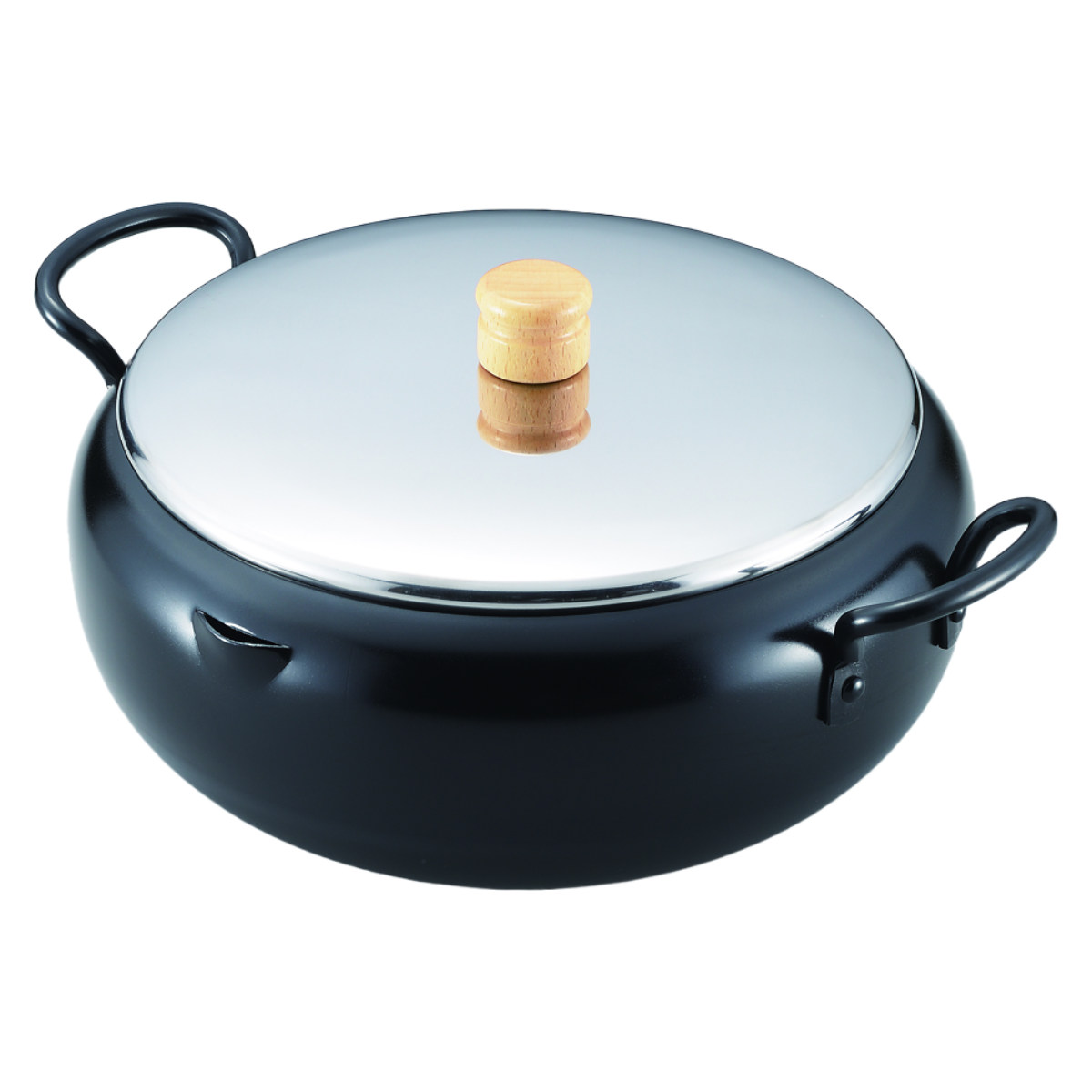 タマハシ 天ぷら鍋 両手 26cm 蓋付き IH対応 日本製 イエローライン