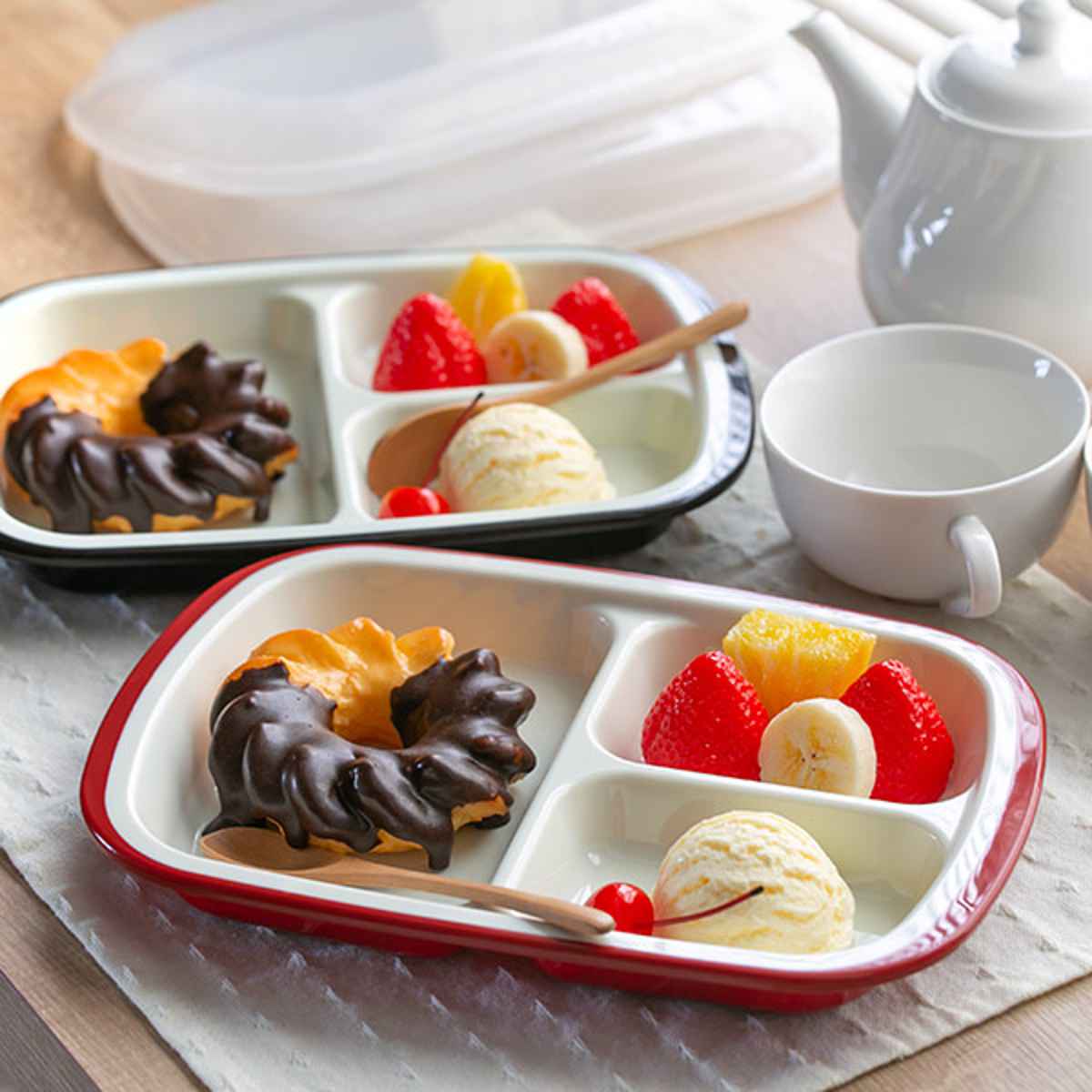 ランチプレート プラスチック 食器 フタ付きランチプレート 角型 楽弁