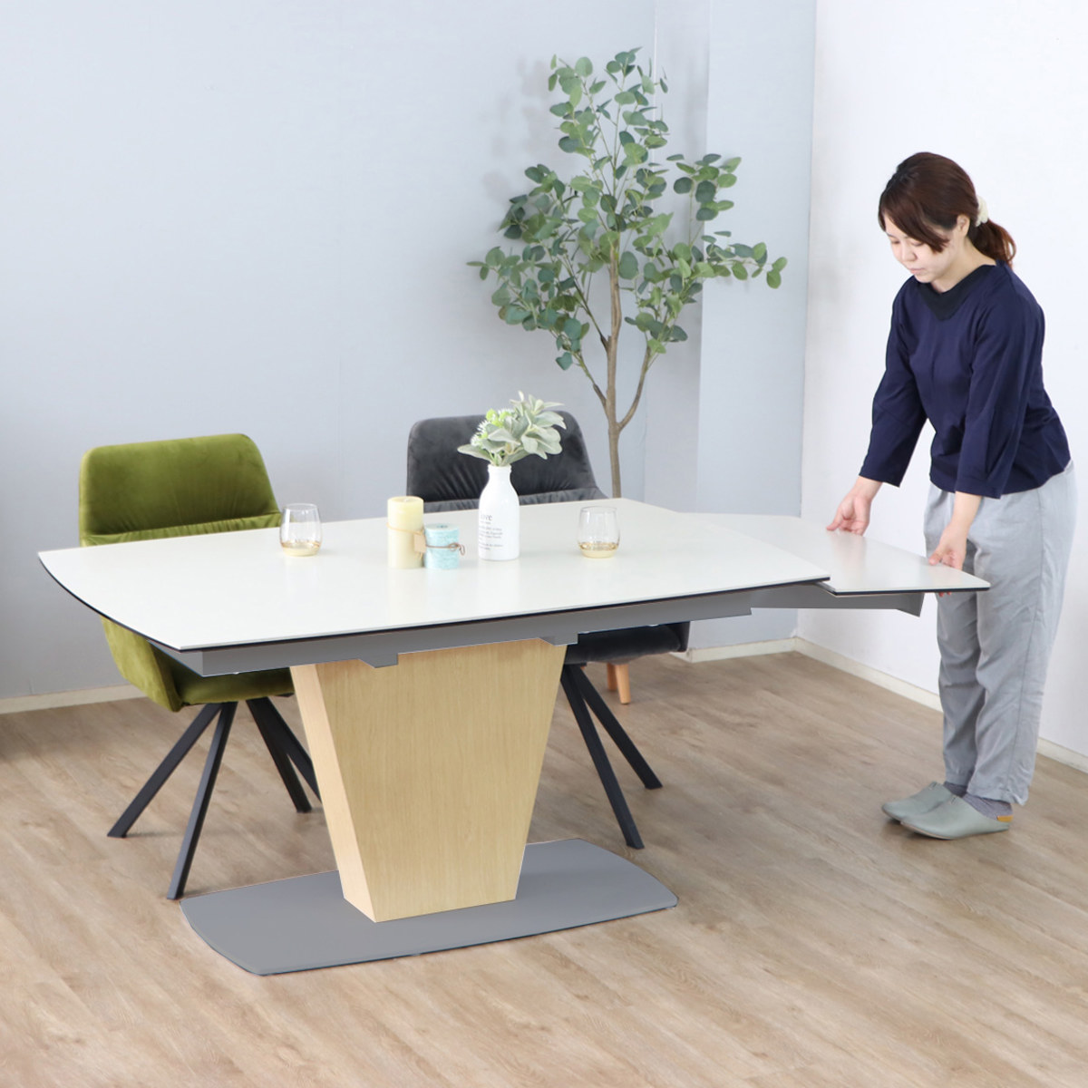 東馬（Tohma） ダイニングテーブル 幅140〜180cm 伸長式 シウバ 幅広