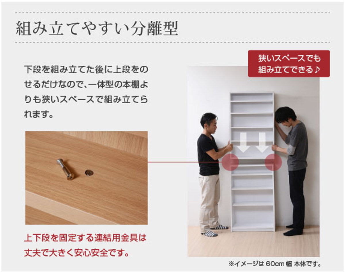 JK-PLAN（ジェイケイ・プラン） 本棚 幅90cm 上置きセット 1cmピッチ